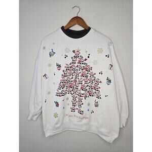 Vintage Christmas Sweatshirt XL Nutcracker Santa Christmas Tree Jumper 90s